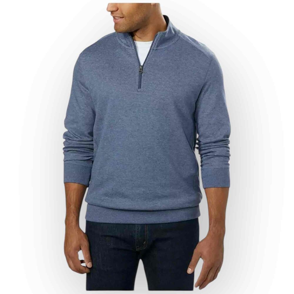 English Laundry Men’s 1/4 Zip Long Sleeve Sweater - Pacific Blue, Size XXL